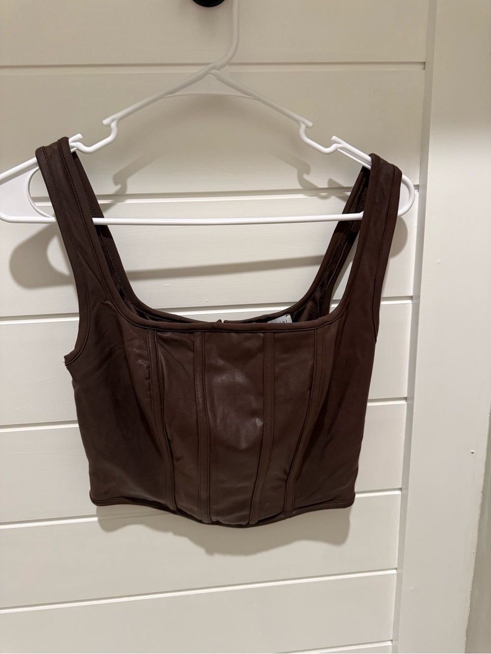 Gianni Bini Brown Faux Leather Cropped Tank Top